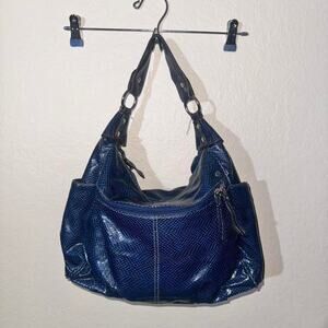 Blue Y2K snakeskin pleather shoulder bag